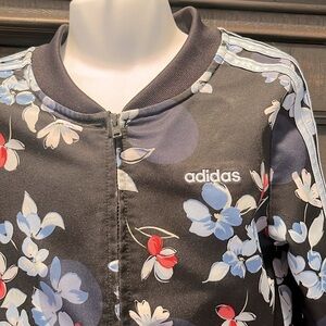 Girls Adidas track jacket sz 5 navy blue floral little girls full zip up jacket